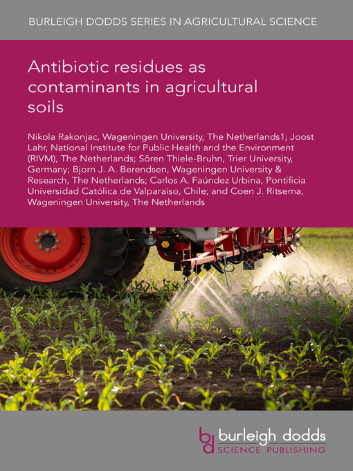 Title details for Antibiotic residues as contaminants in agricultural soils by Nikola Rakonjac - Available